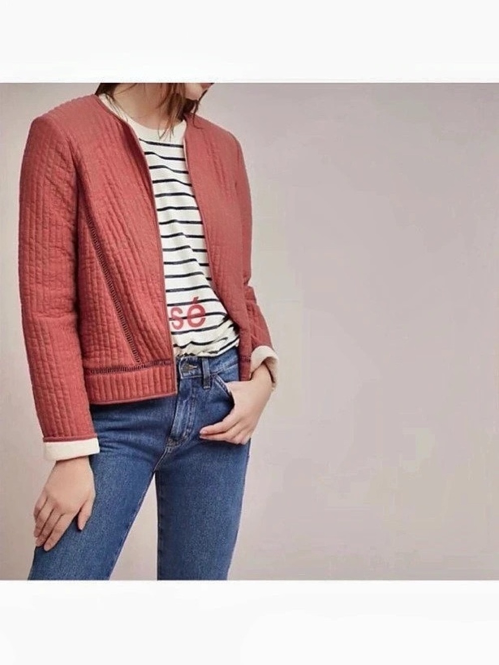 Anthropologie Quilted Jacket in Pink